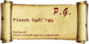 Plesch György névjegykártya